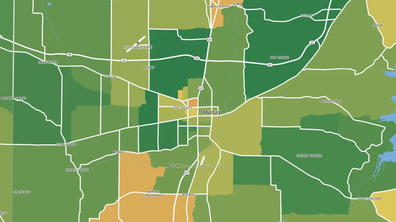 Murray, KY Map of Vehicle Theft Rates