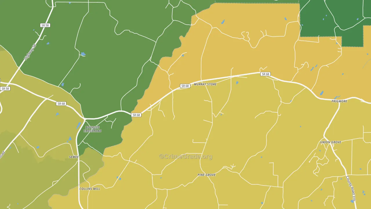 Murray Store, TN Map of Vehicle Theft Rates