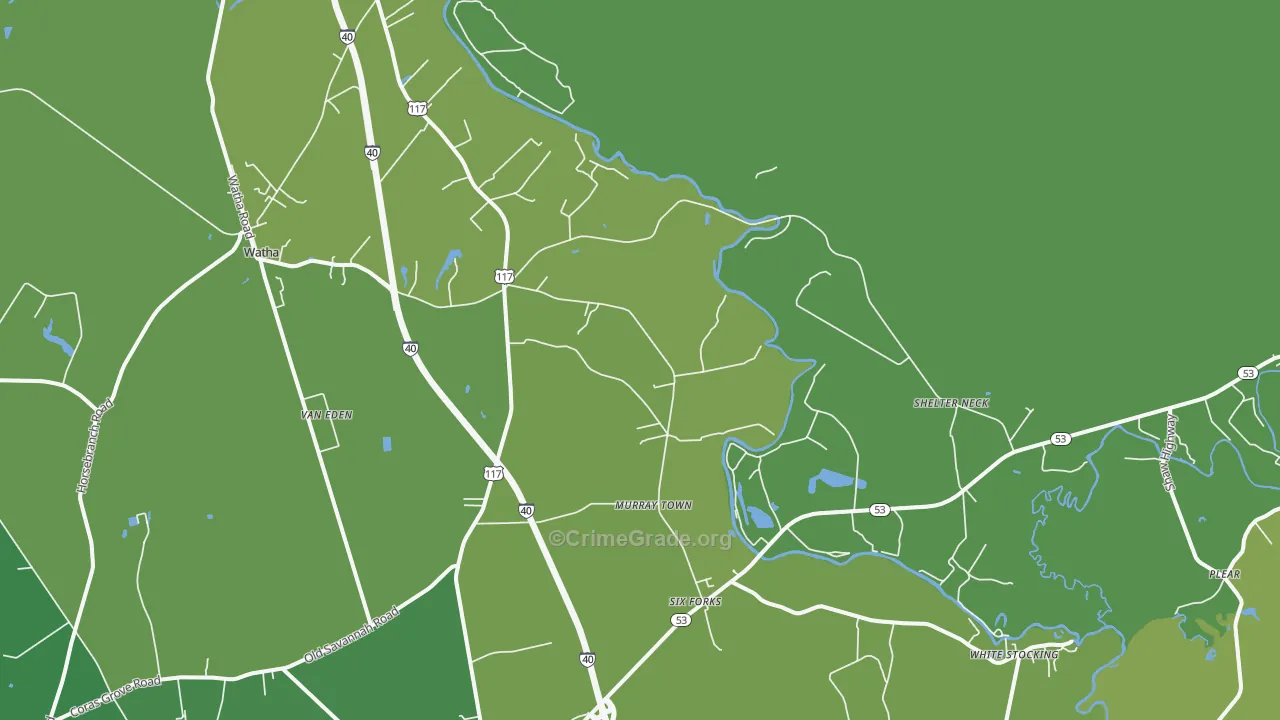 Murray Town, NC Map of Vehicle Theft Rates