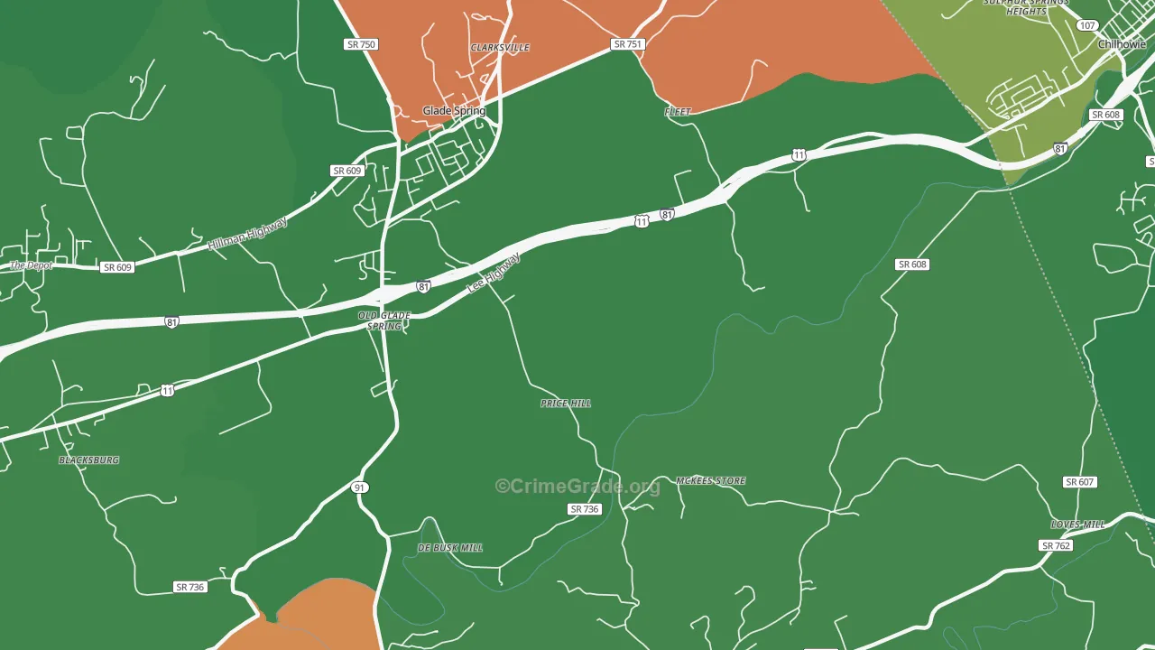 Murrayfield, VA Map of Vehicle Theft Rates