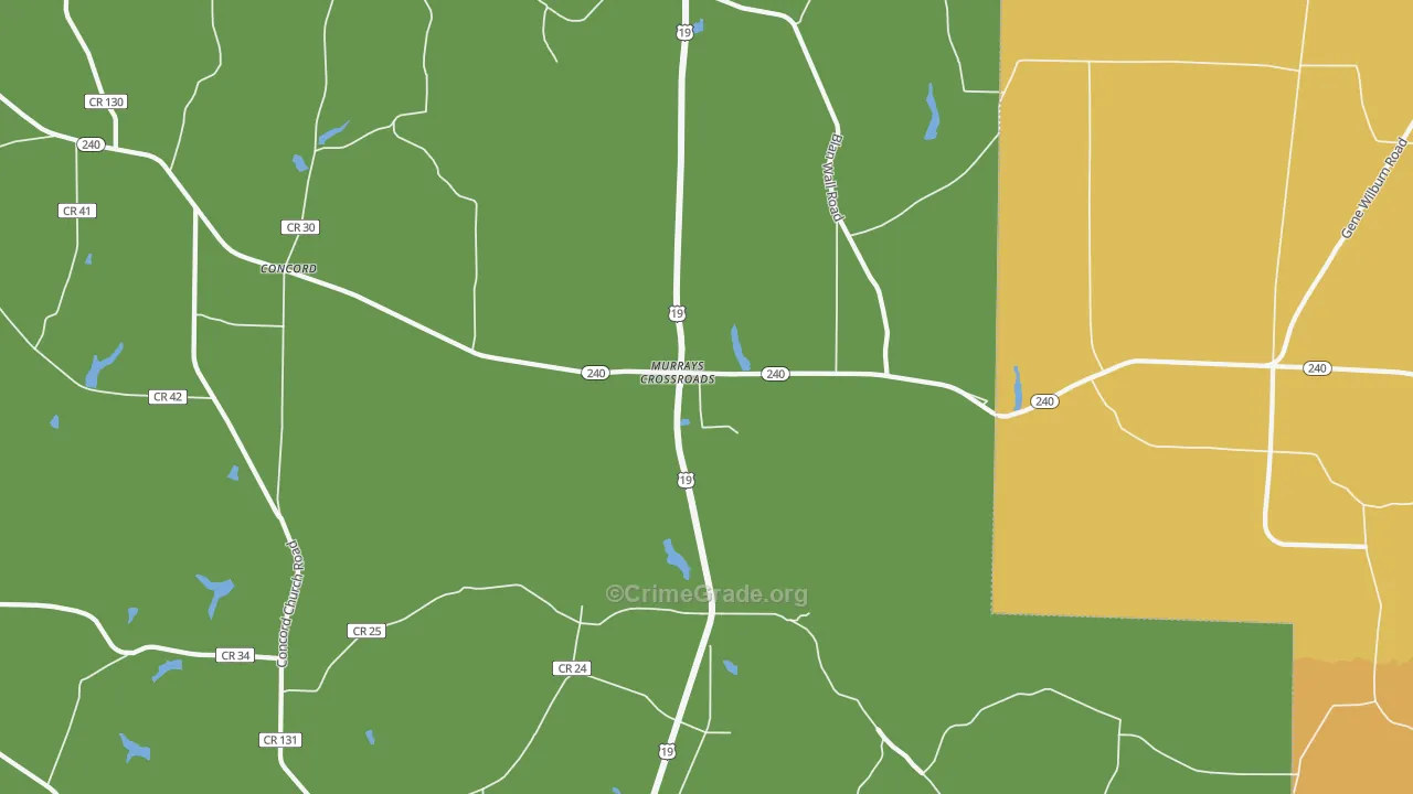 Murrays Crossroads, GA Map of Vehicle Theft Rates