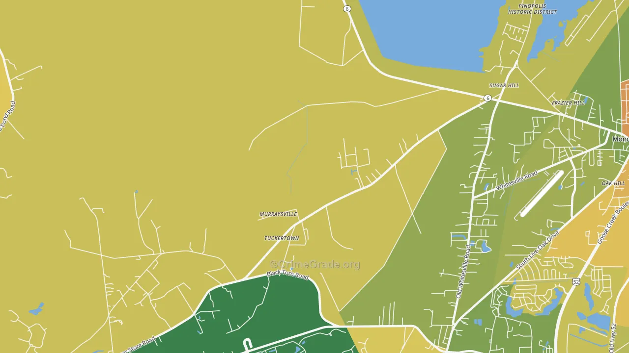 Murraysville, SC Map of Vehicle Theft Rates