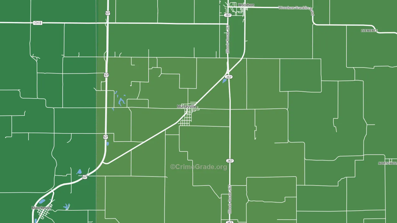 Murrayville, IL Map of Vehicle Theft Rates