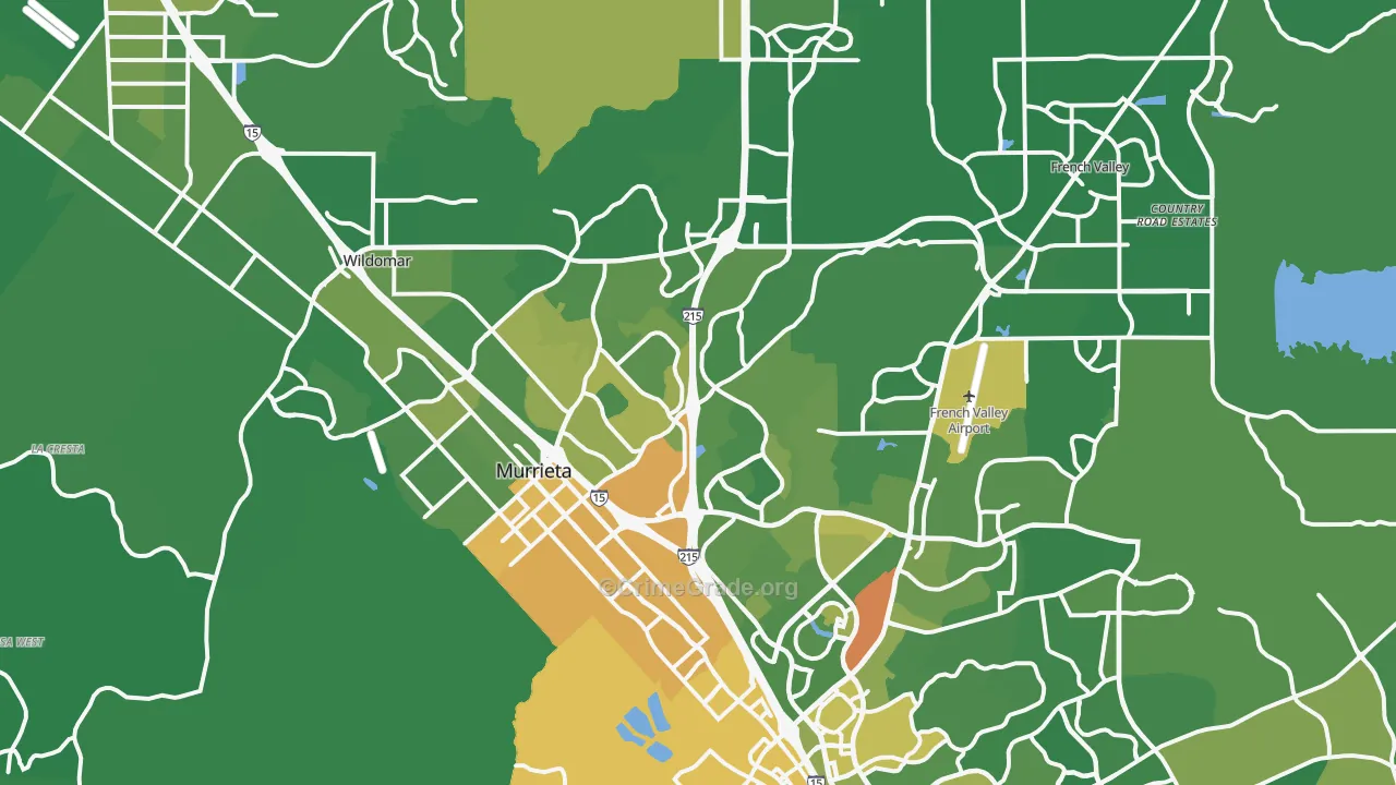 Murrieta, CA Map of Vehicle Theft Rates