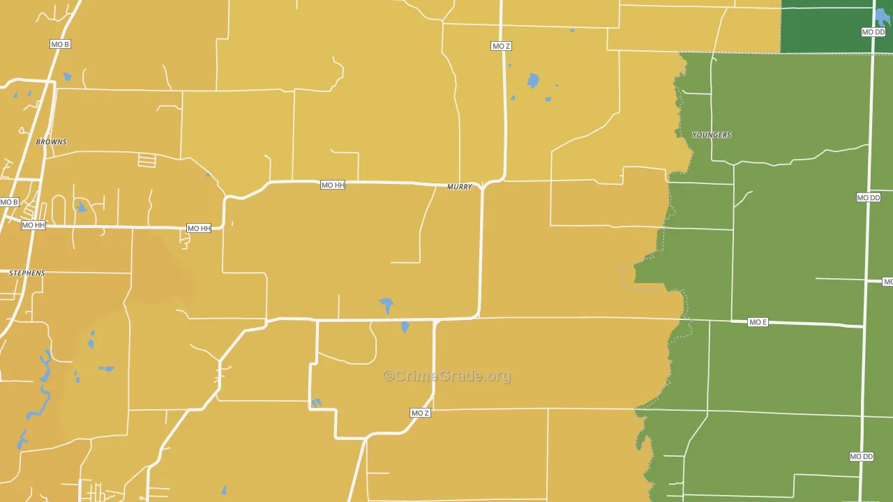 Murry, MO Map of Vehicle Theft Rates