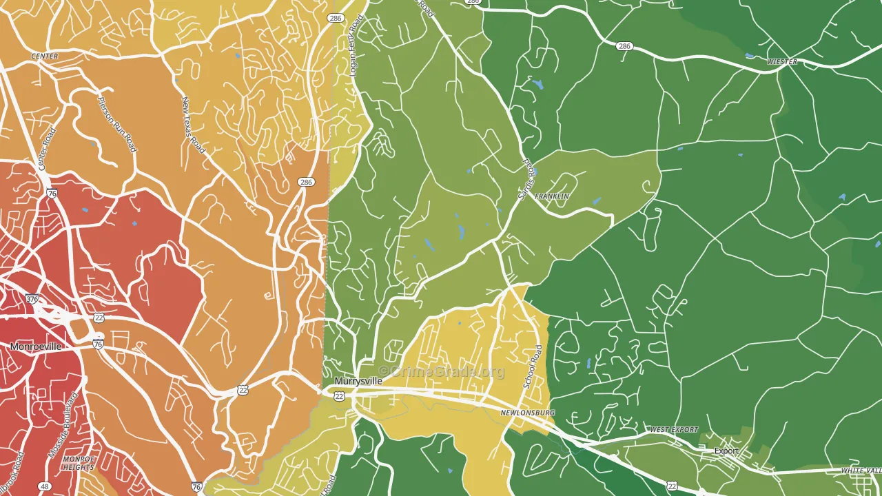 Murrysville, PA Map of Vehicle Theft Rates