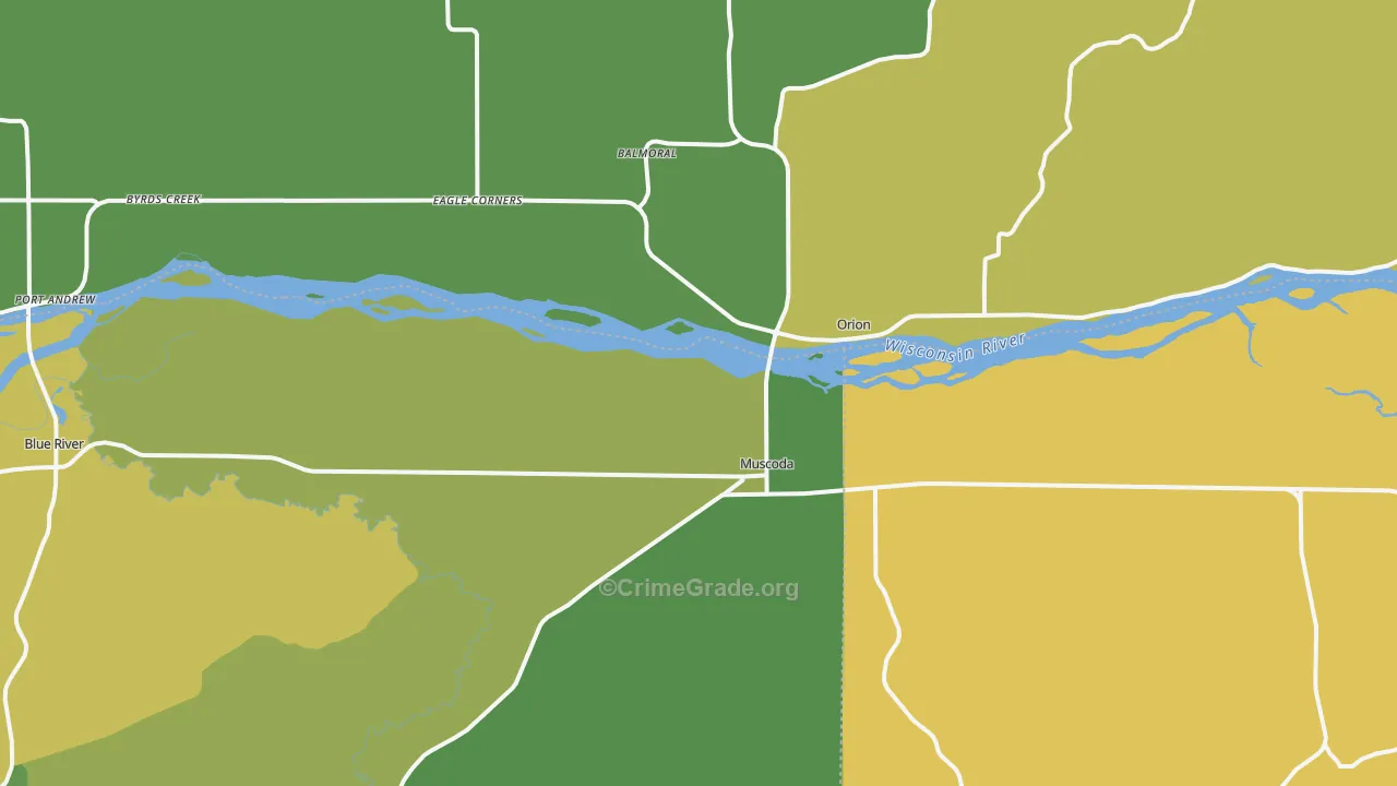 Muscoda, WI Map of Vehicle Theft Rates