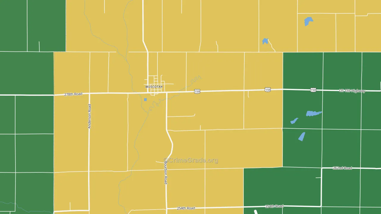 Muscotah, KS Map of Vehicle Theft Rates