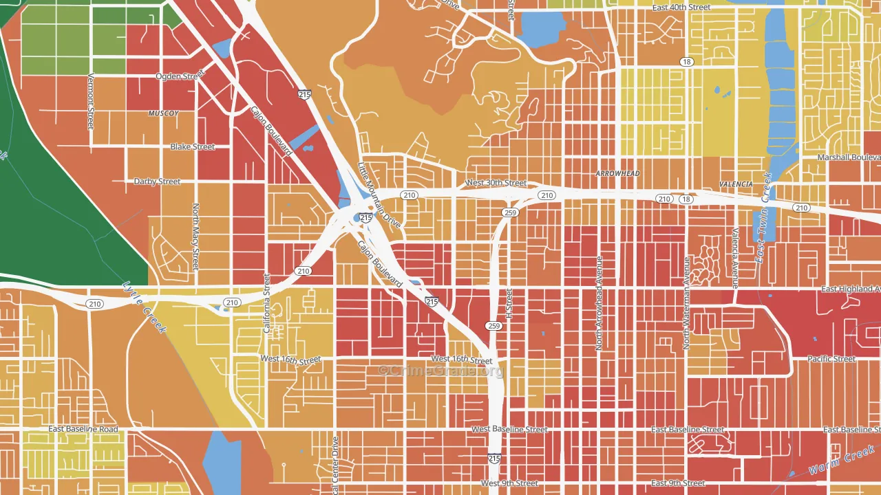 Muscupiabe, San Bernardino, CA Map of Vehicle Theft Rates