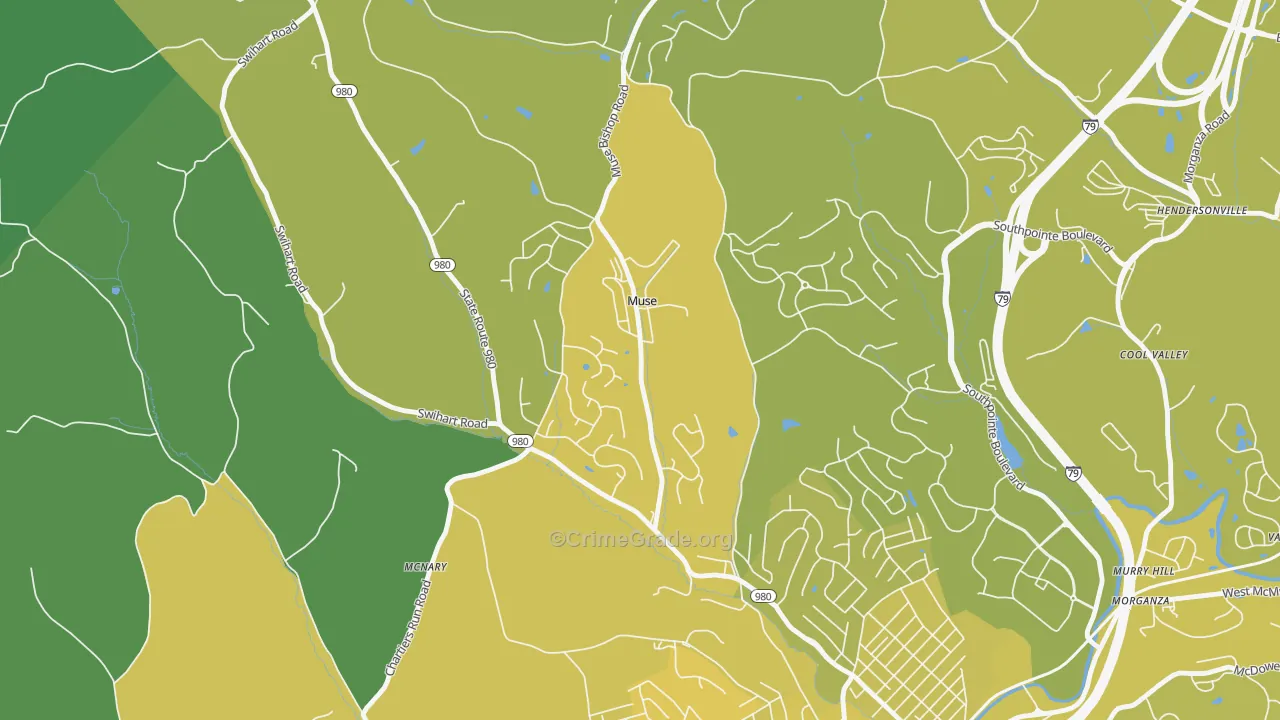 Muse, PA Map of Vehicle Theft Rates