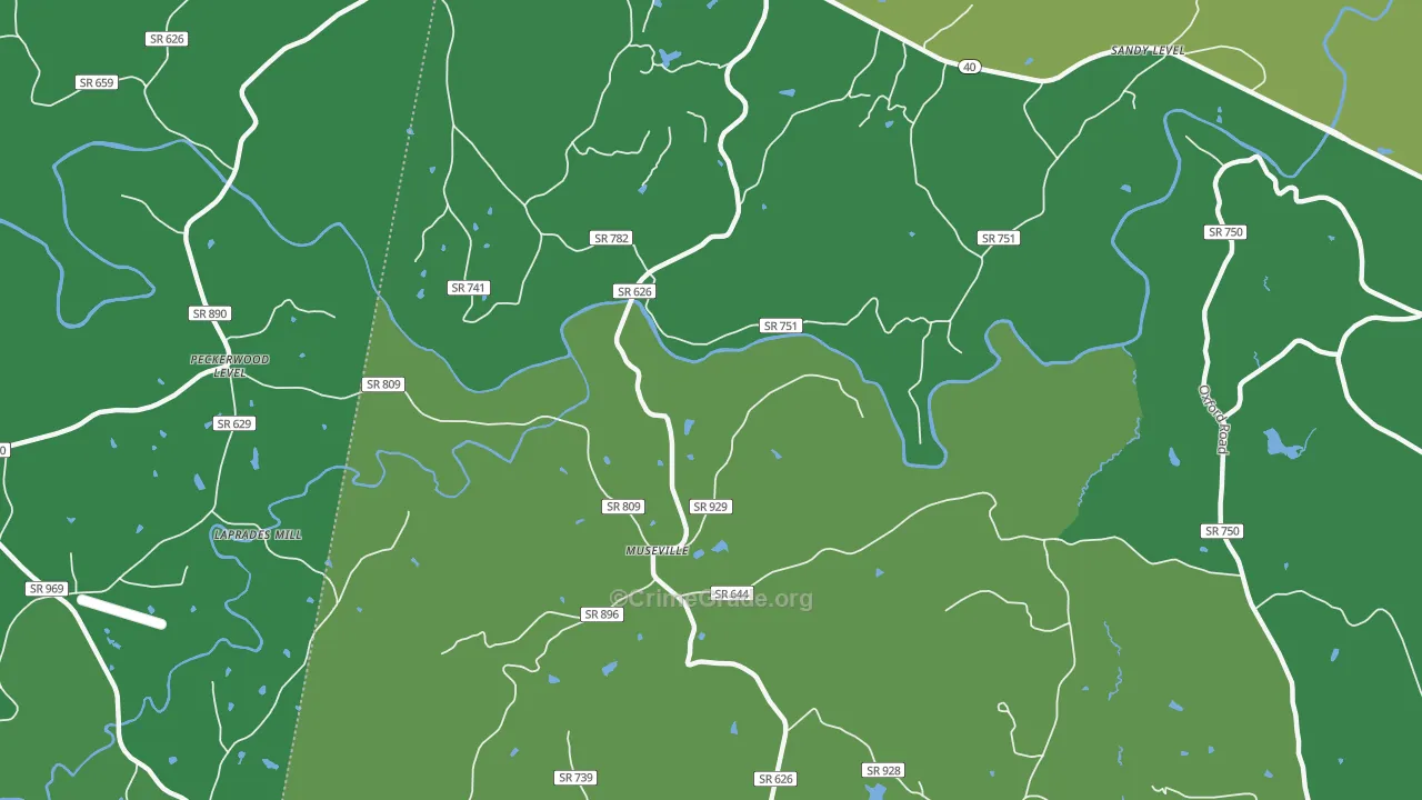 Museville, VA Map of Vehicle Theft Rates