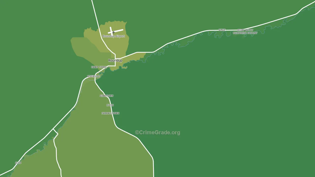 Musselshell County, MT Map of Vehicle Theft Rates