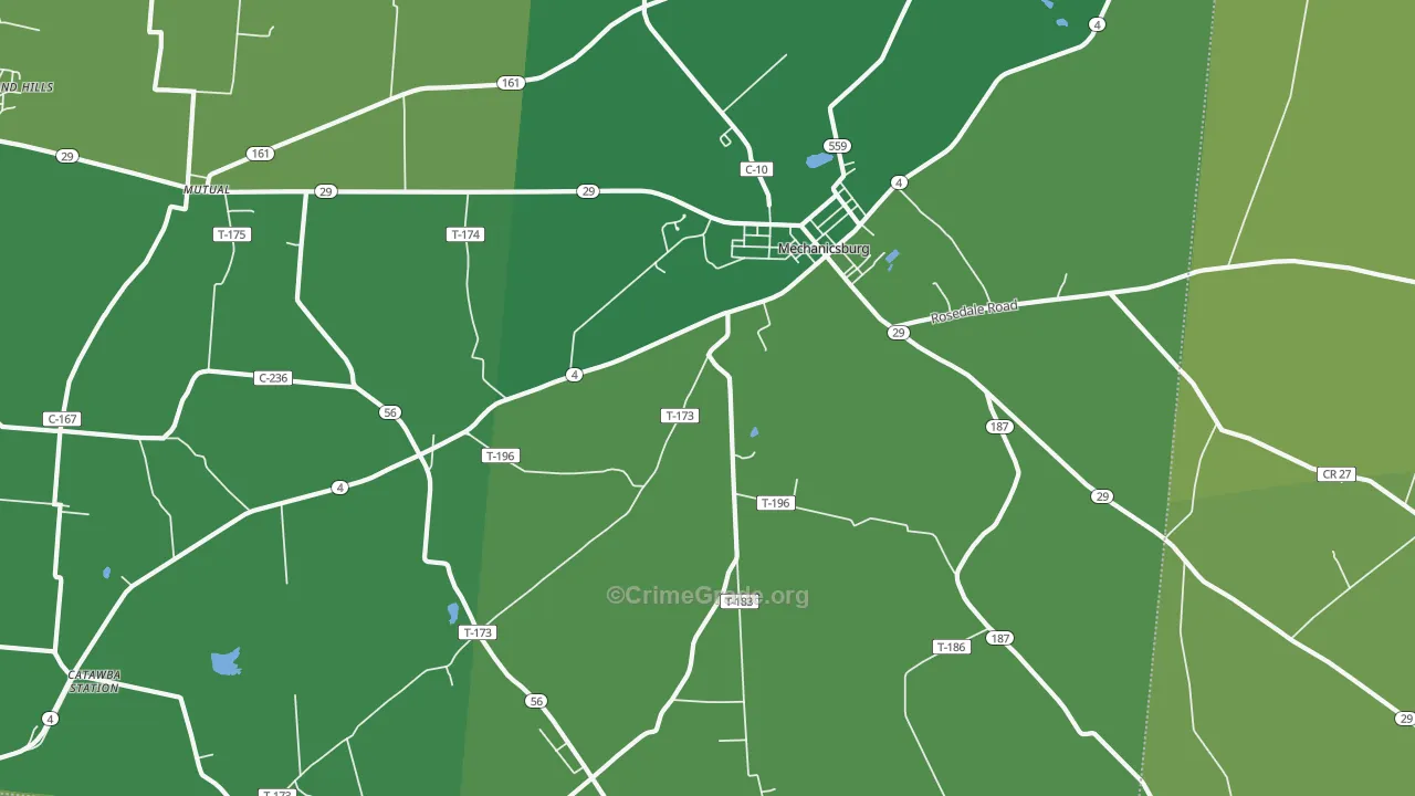 Mutual, OH Map of Vehicle Theft Rates