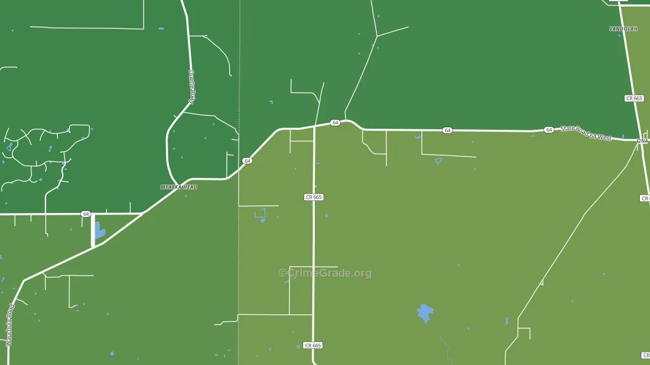 Myakka Head, FL Map of Vehicle Theft Rates