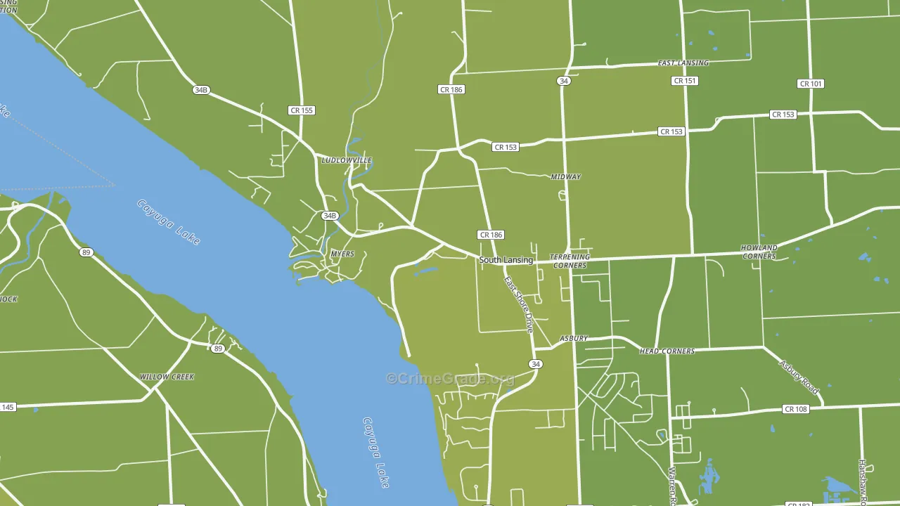 Myers, NY Map of Vehicle Theft Rates