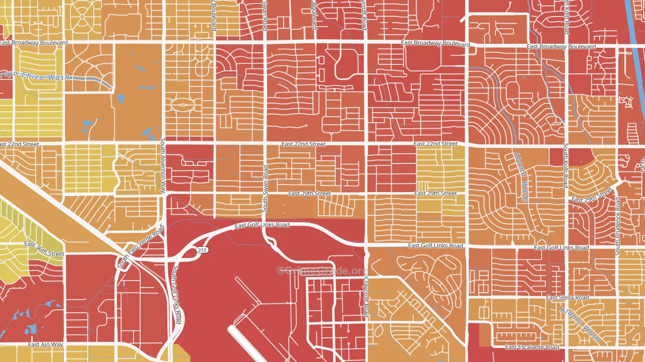 Myers, Tucson, AZ Map of Vehicle Theft Rates
