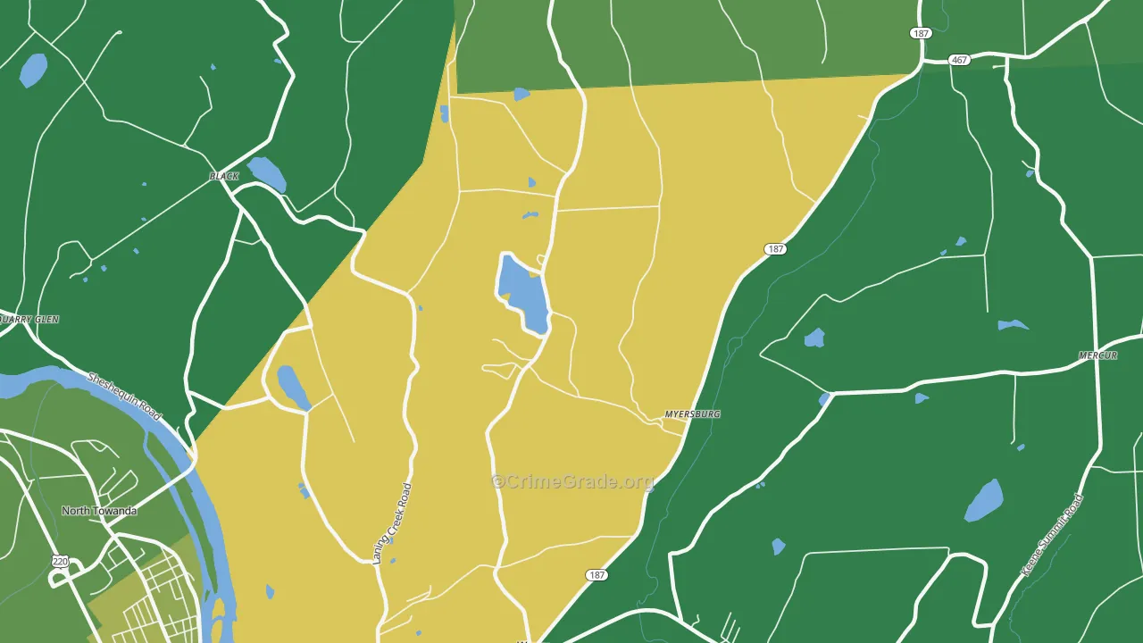 Myersburg, PA Map of Vehicle Theft Rates