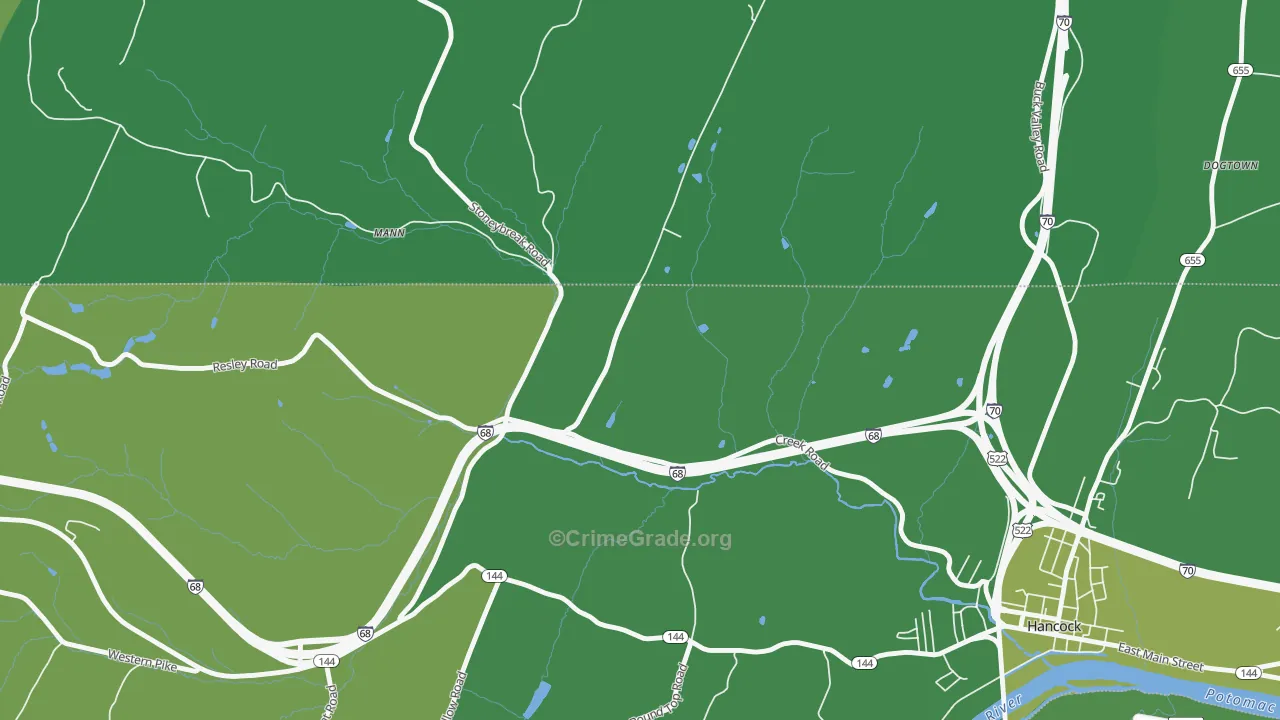 Myersdale, MD Map of Vehicle Theft Rates