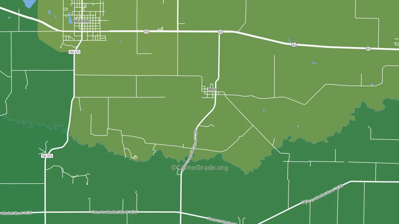 Myra, TX Map of Vehicle Theft Rates
