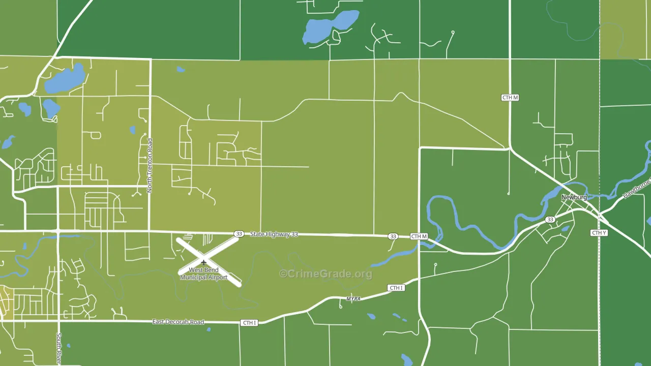 Myra, WI Map of Vehicle Theft Rates