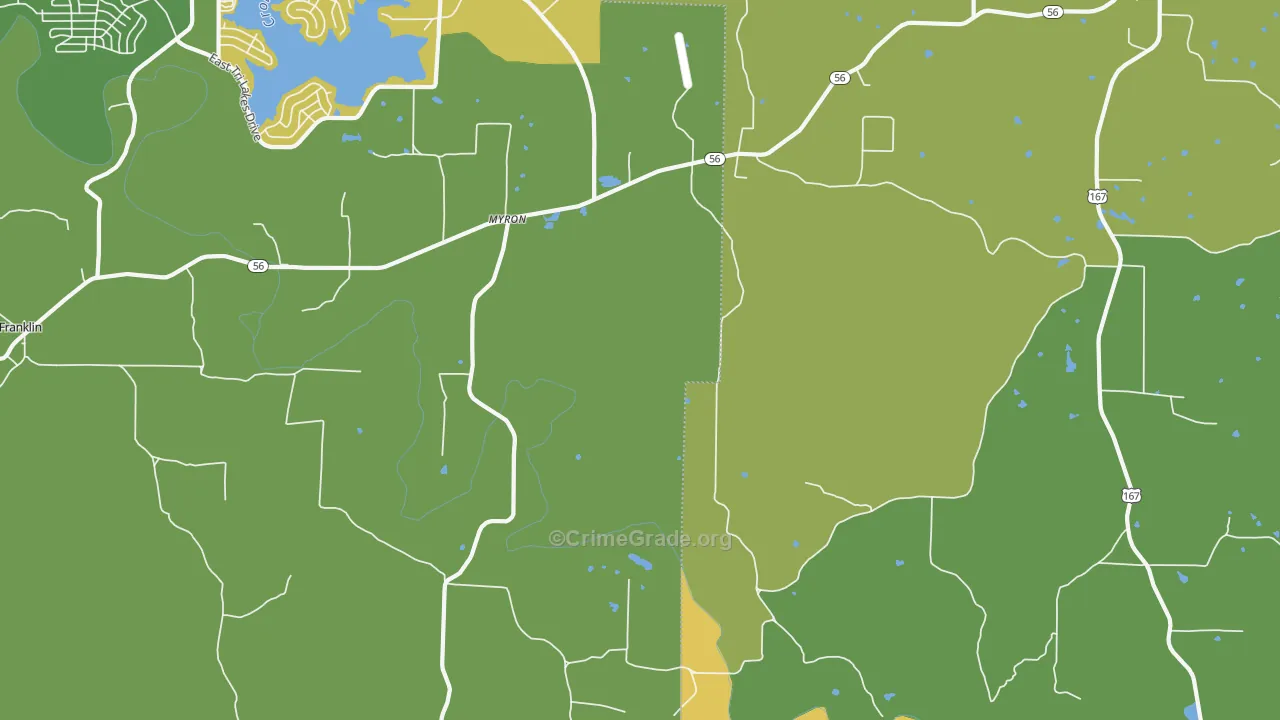 Myron, AR Map of Vehicle Theft Rates