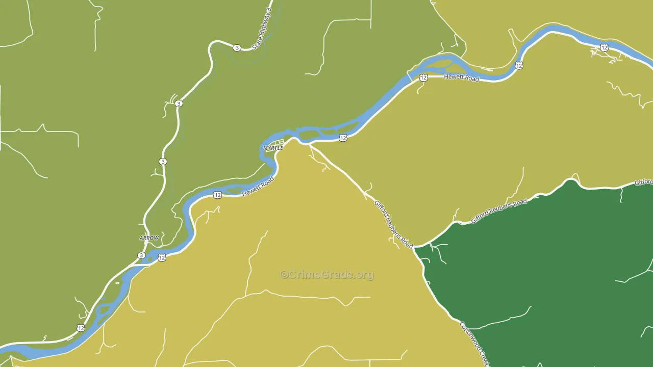 Myrtle, ID Map of Vehicle Theft Rates