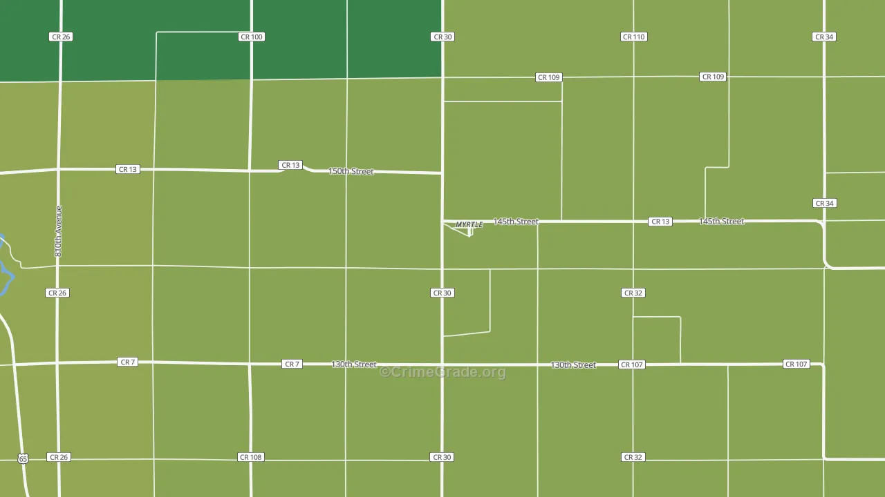 Myrtle, MN Map of Vehicle Theft Rates