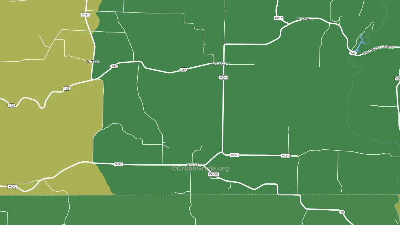 Myrtle, MO Map of Vehicle Theft Rates
