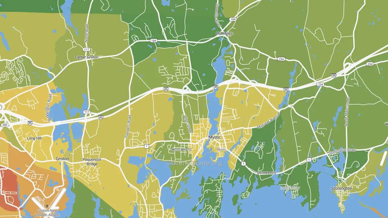Mystic, CT Map of Vehicle Theft Rates