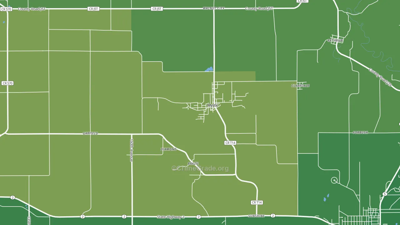 Mystic, IA Map of Vehicle Theft Rates