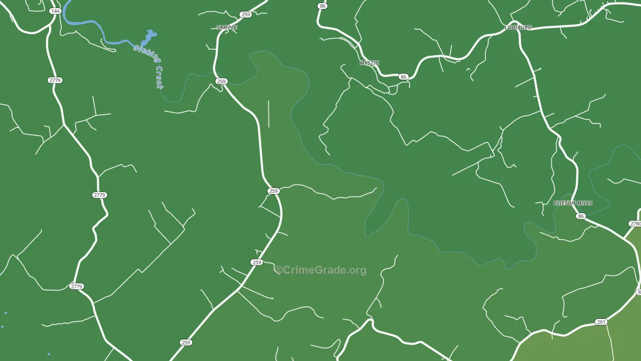 Mystic, KY Map of Vehicle Theft Rates