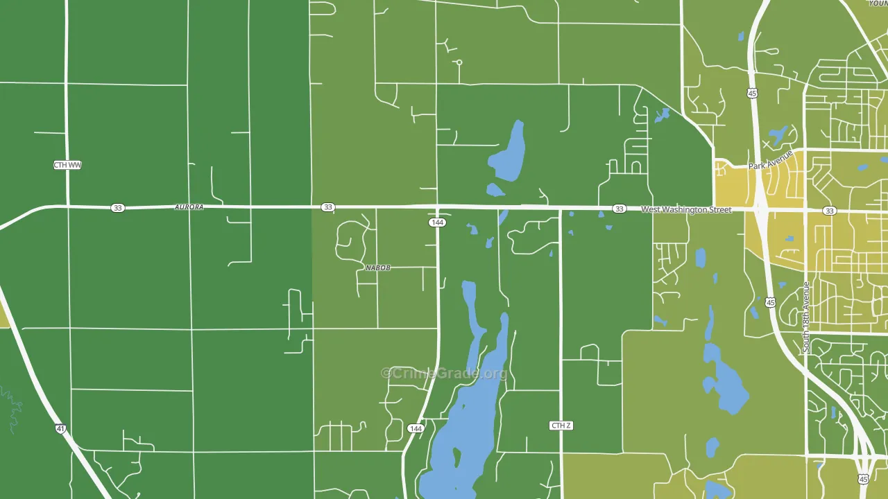 Nabob, WI Map of Vehicle Theft Rates