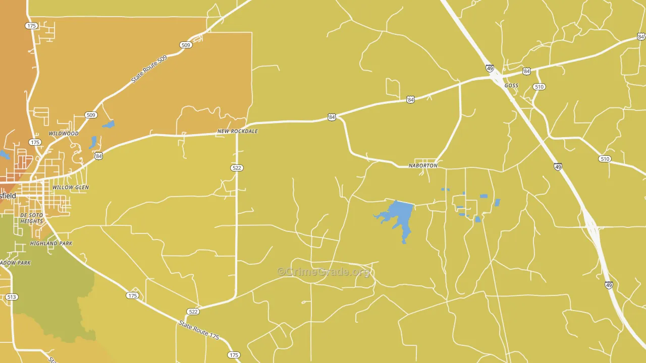 Naborton, LA Map of Vehicle Theft Rates