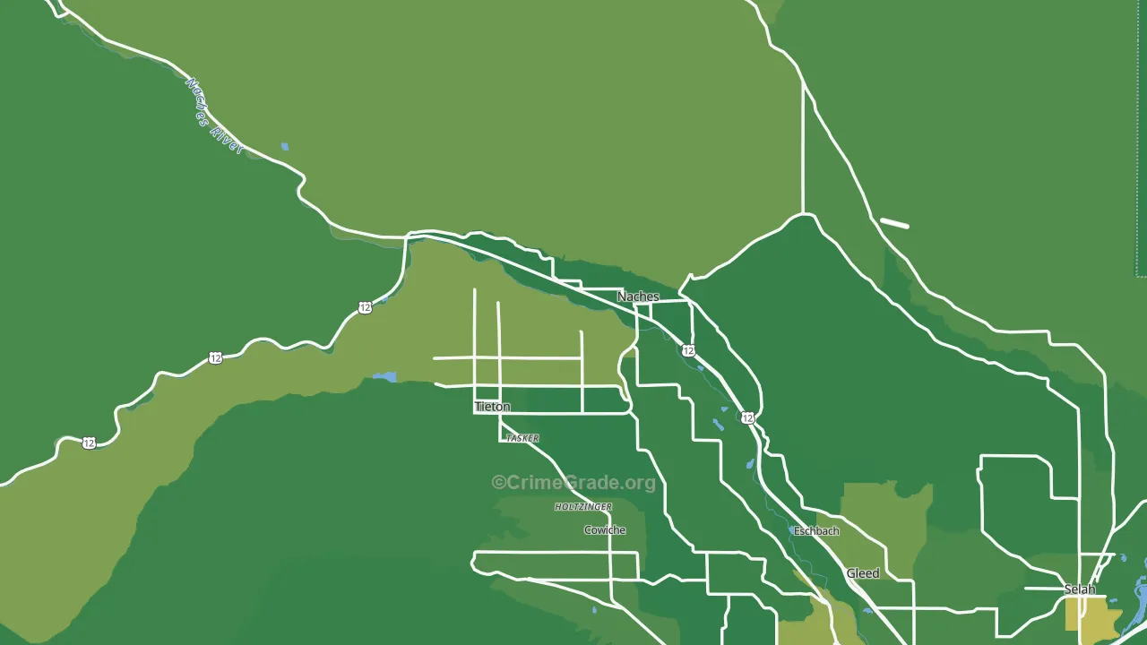 Naches, WA Map of Vehicle Theft Rates