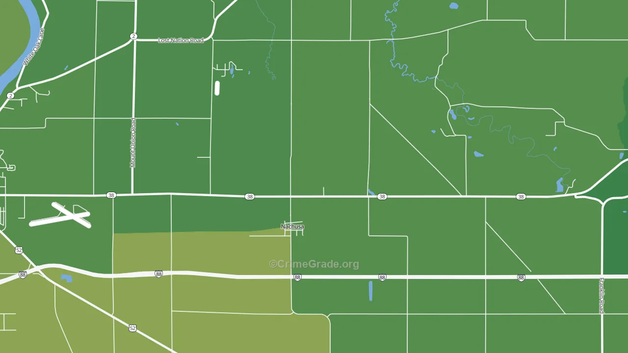 Nachusa, IL Map of Vehicle Theft Rates