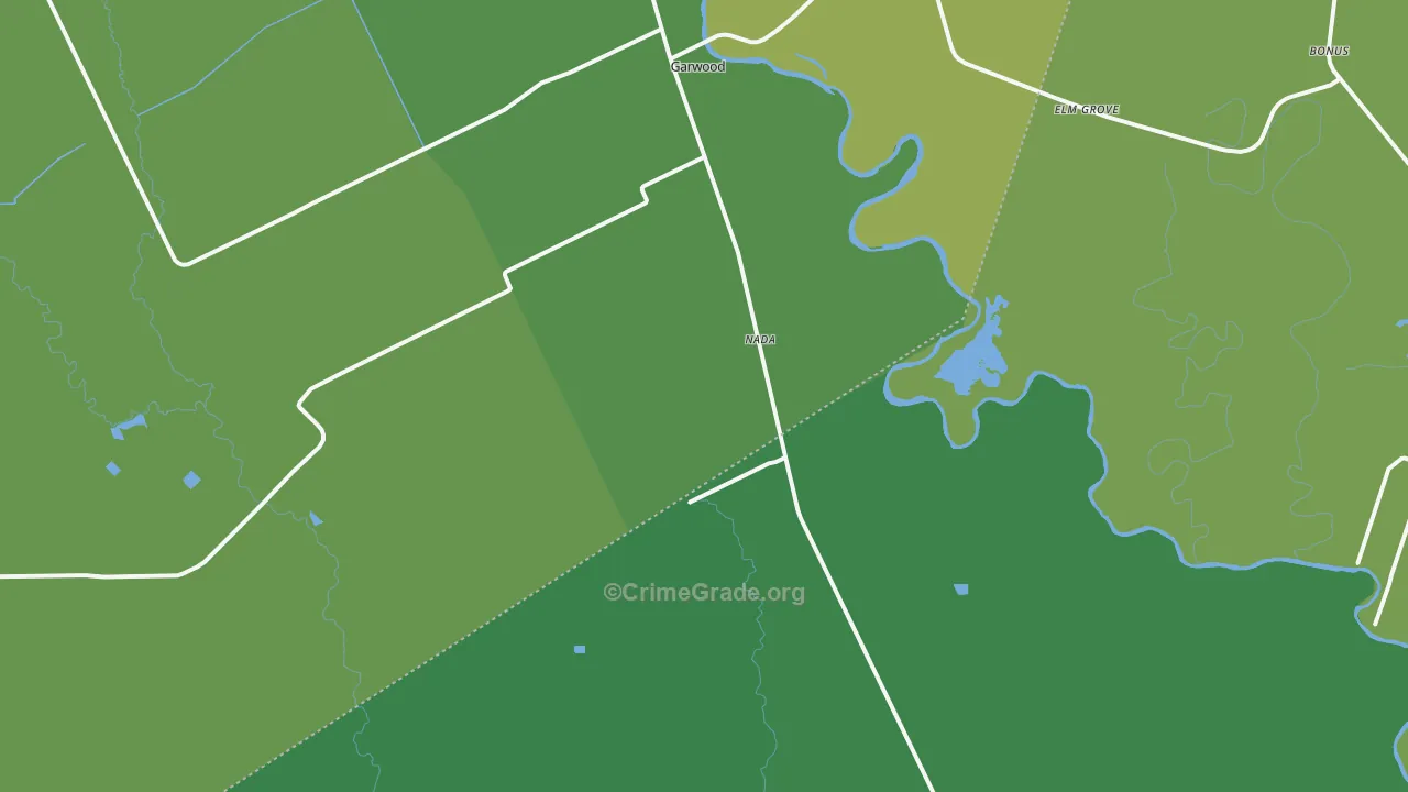 Nada, TX Map of Vehicle Theft Rates