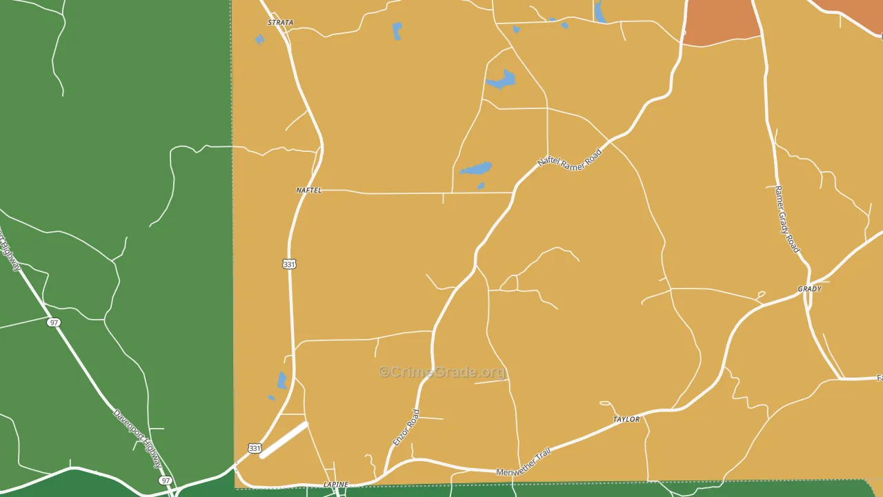 Naftel, AL Map of Vehicle Theft Rates