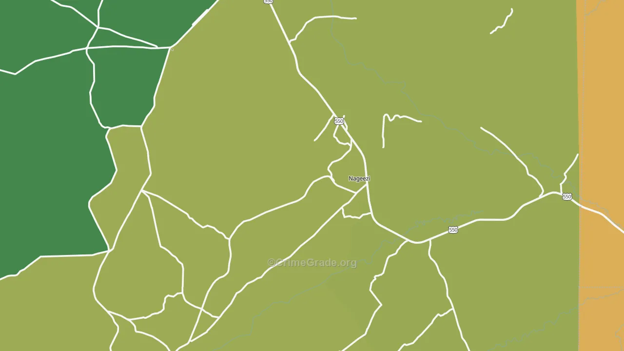 Nageezi, NM Map of Vehicle Theft Rates