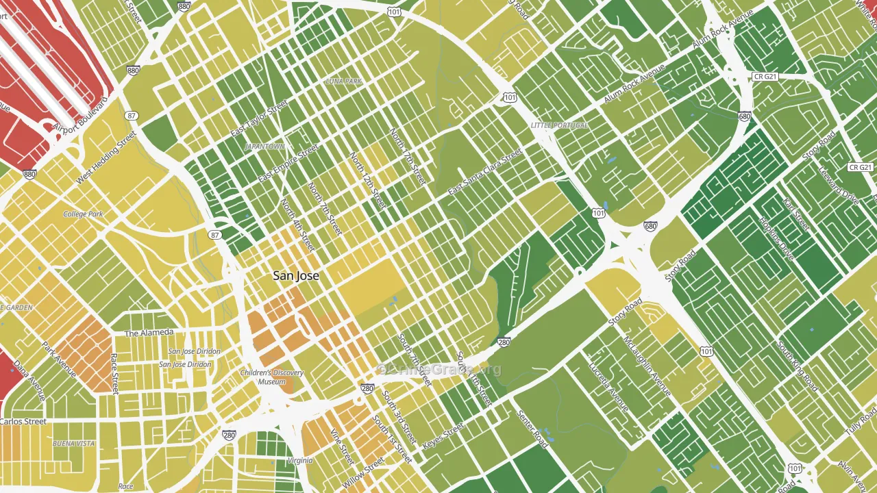 Naglee Park, San Jose, CA Map of Vehicle Theft Rates