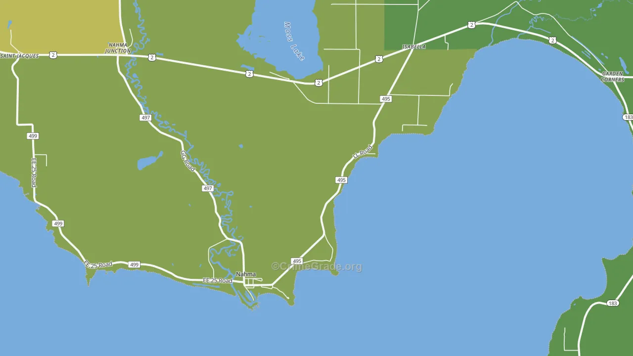 Nahma, MI Map of Vehicle Theft Rates
