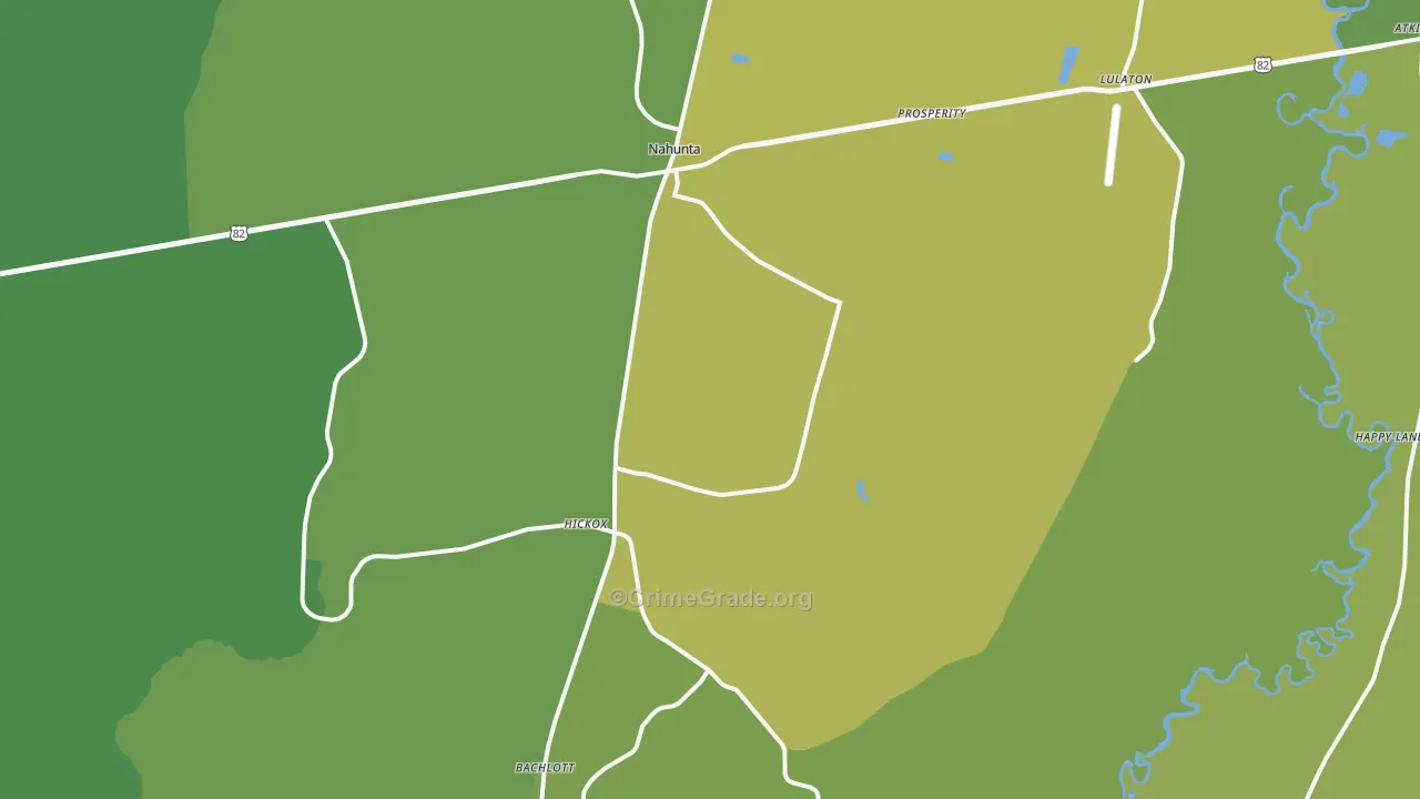 Nahunta, GA Map of Vehicle Theft Rates