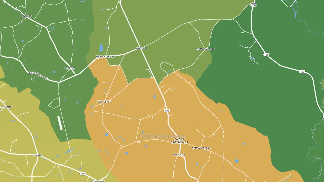 Nakina, NC Map of Vehicle Theft Rates