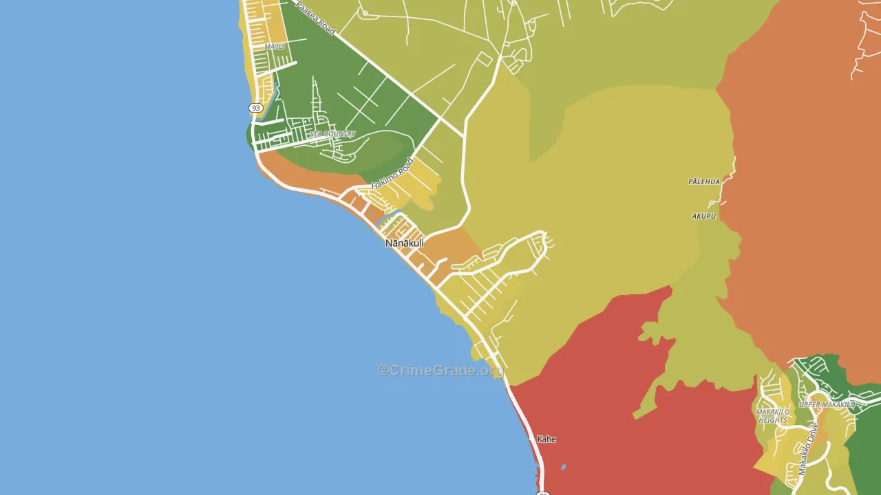 Nanakuli, HI Map of Vehicle Theft Rates