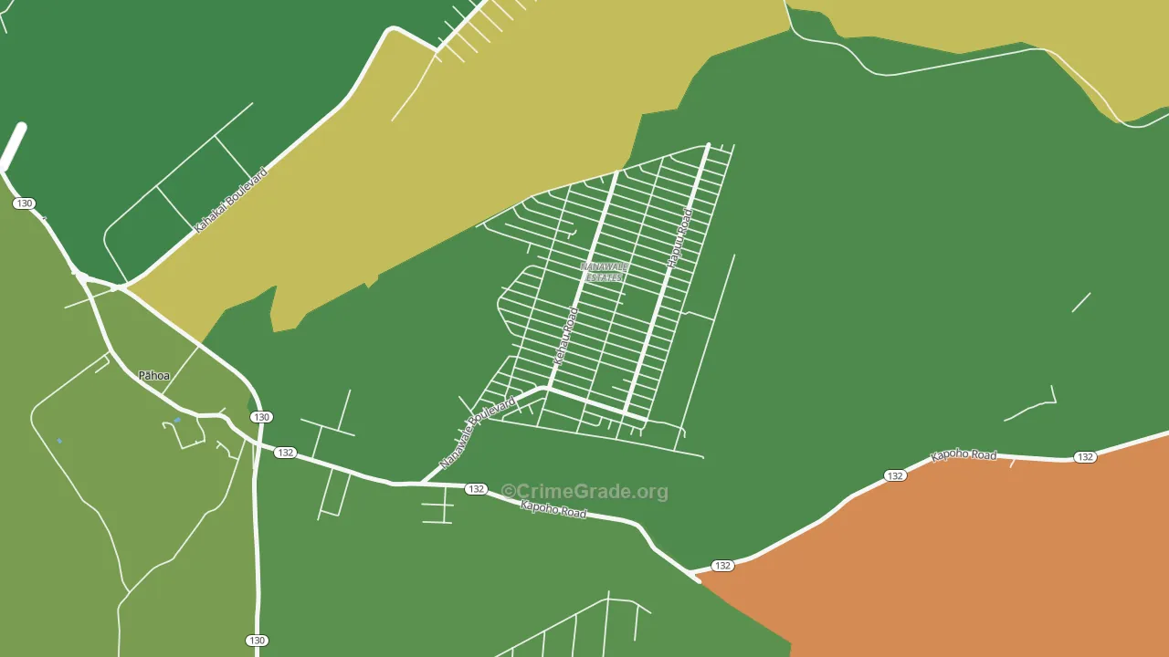 Nanawale Estates, HI Map of Vehicle Theft Rates