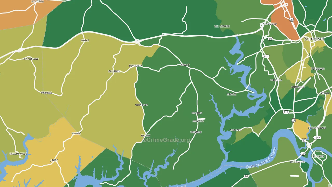 Nancy, KY Map of Vehicle Theft Rates