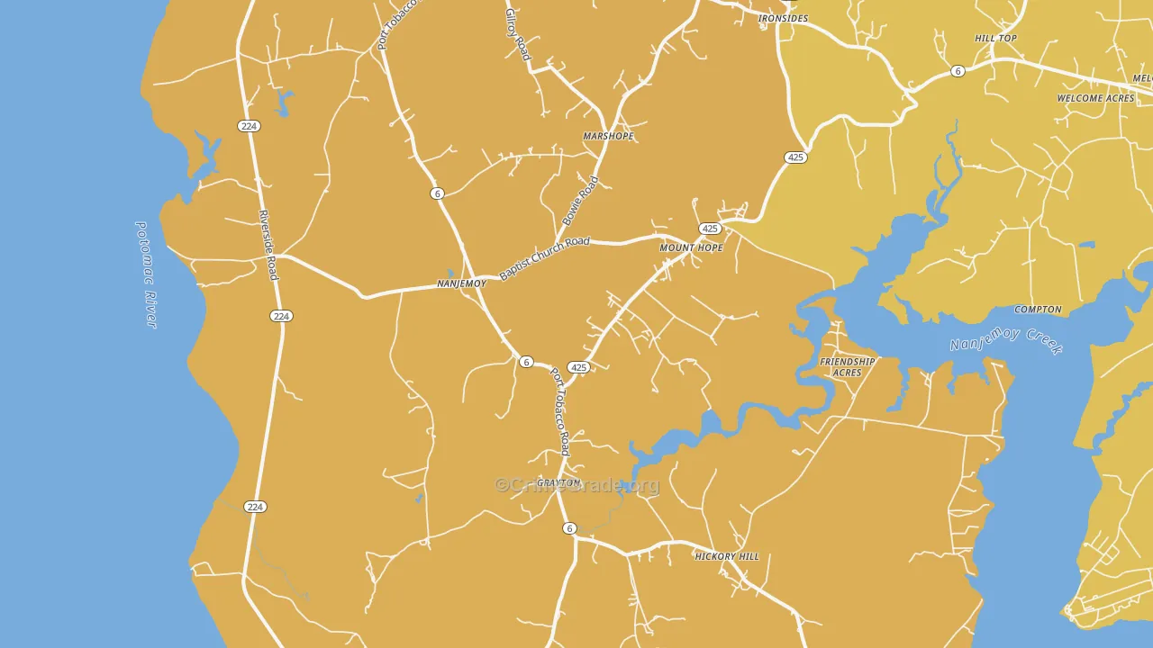 Nanjemoy, MD Map of Vehicle Theft Rates