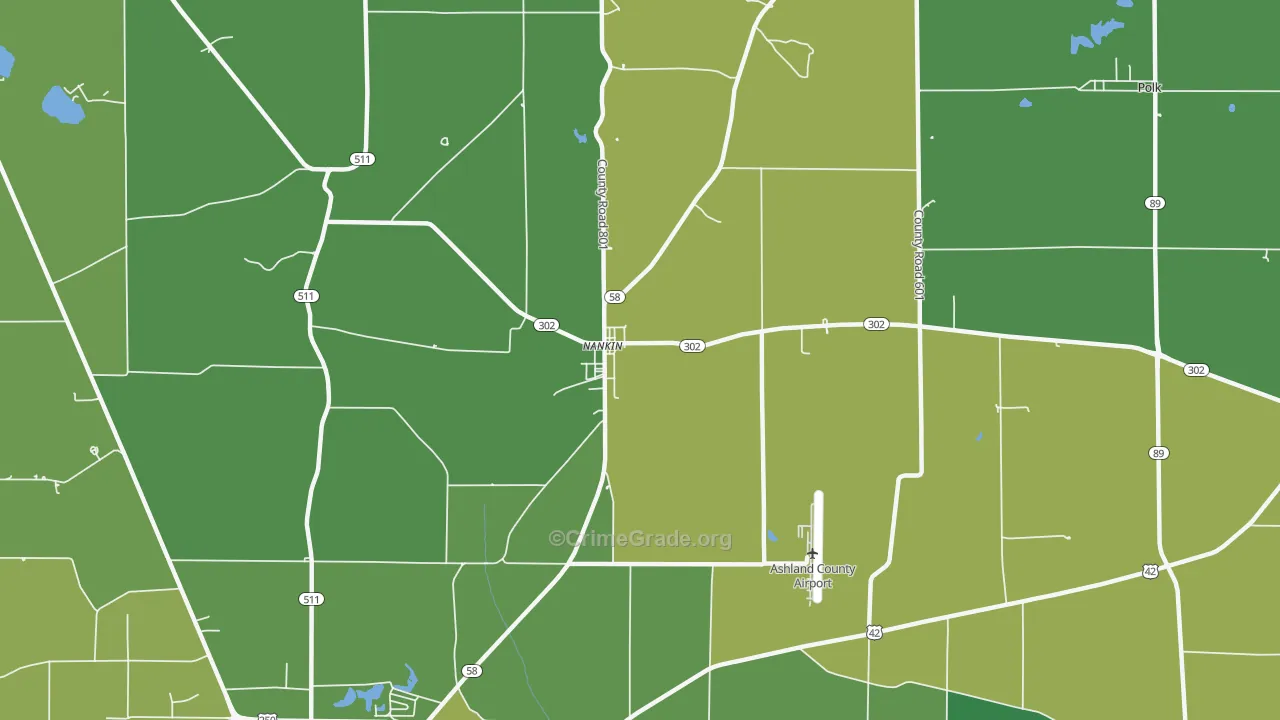 Nankin, OH Map of Vehicle Theft Rates