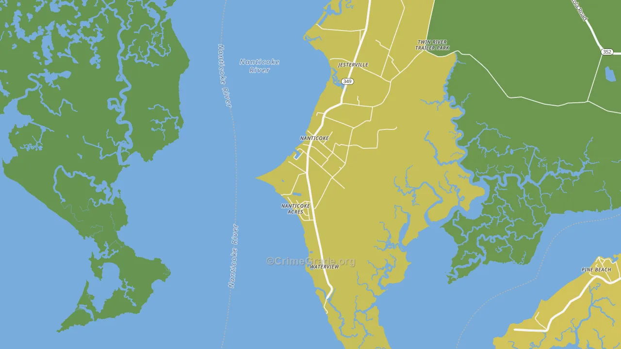 Nanticoke, MD Map of Vehicle Theft Rates