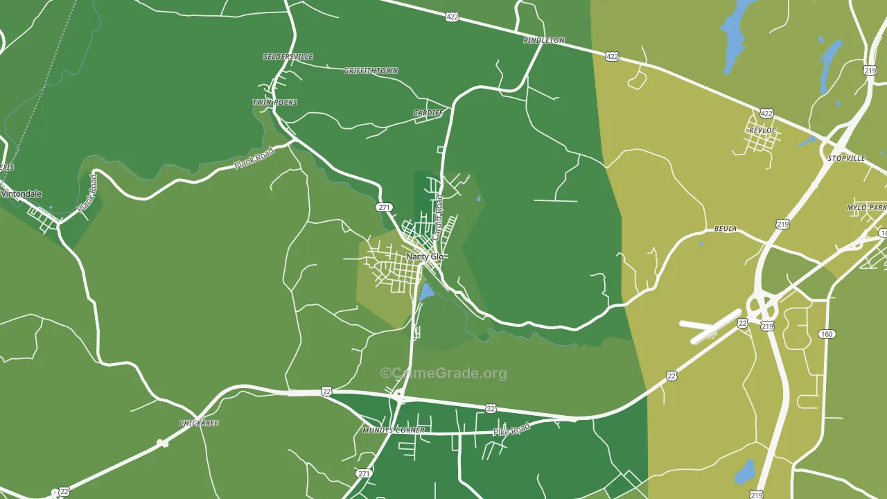Nanty-Glo, PA Map of Vehicle Theft Rates