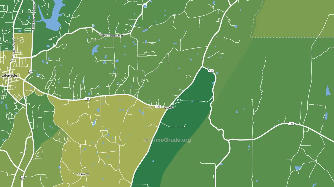 Naomi, GA Map of Vehicle Theft Rates
